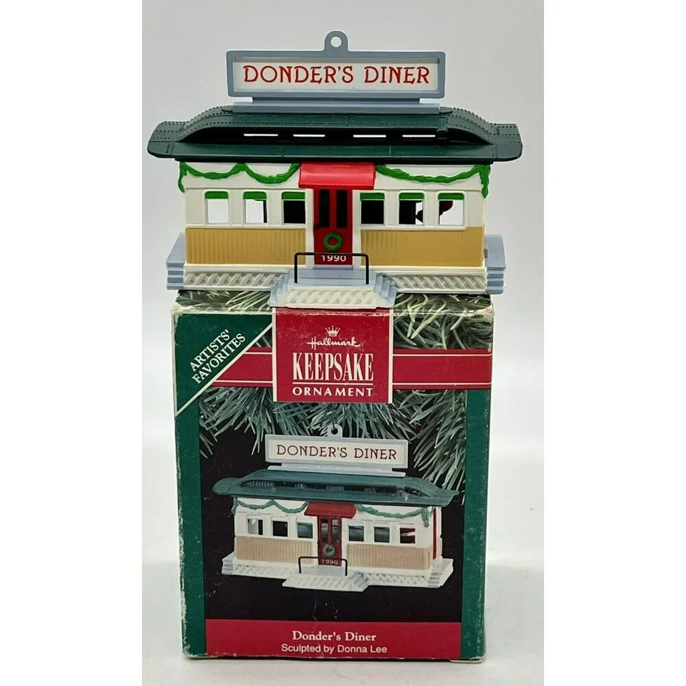 Hallmark Keepsake Donders Diner Christmas Ornament Santa Reindeer 1990 Nostalgic